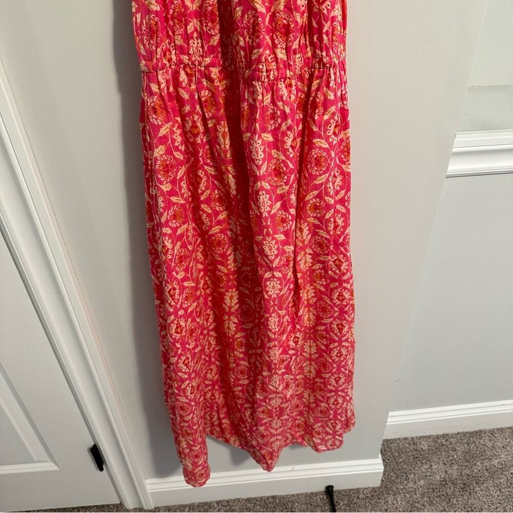 Anthropologie THML Pink Cotton Floral Tassel Maxi Dress Small - Picture 9 of 14
